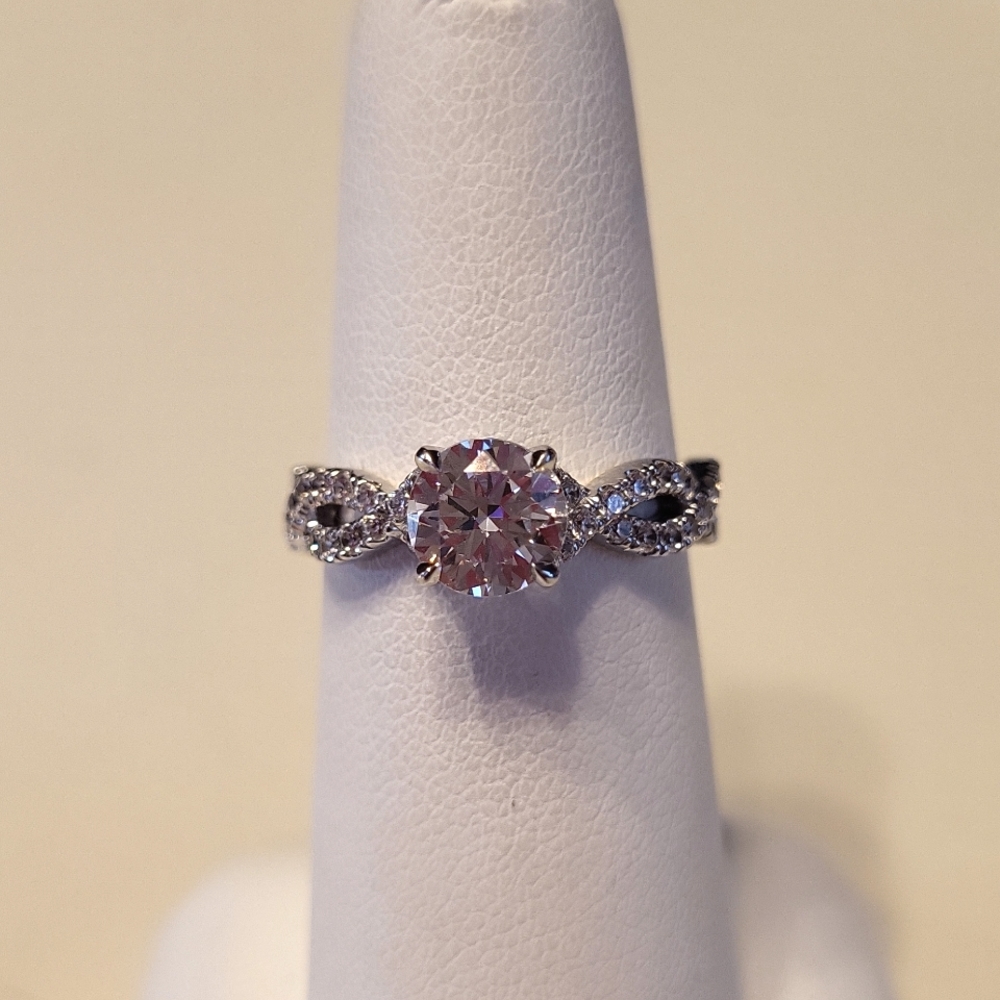 Naledi Sterling Silver Round CZ Twisted Shank Ring